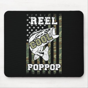 Mens Reel Cool Poppop Fisherman Camouflage America Mouse Mat