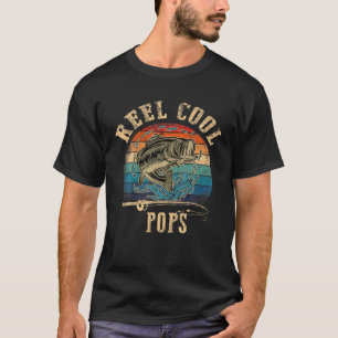 Mens Reel Cool Pops Fisherman Father's Day Fishing T-Shirt