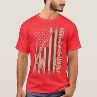 Mens Reel Cool Uncle American Flag Fishing Christm T-Shirt