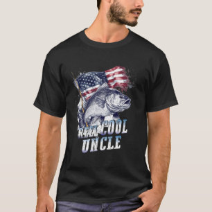 Mens Reel Cool Uncle American Flag Fishing Fathers T-Shirt