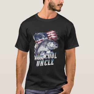 Mens Reel Cool Uncle American Flag Fishing Fathers T-Shirt