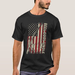 Mens Reel Cool Uncle American Flag Fishing Rod Us T-Shirt