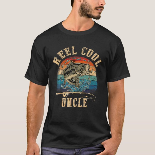 Mens Reel Cool Uncle Fisherman Father's Day Fishin T-Shirt (Front)