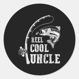 Mens Reel Cool Uncle Fishing Daddy Fathers Day Classic Round Sticker