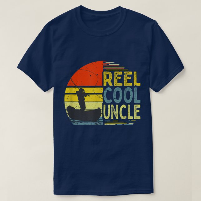 Mens Reel Cool Uncle Fishing Daddy Fathers Day Dad T-Shirt (Design Front)