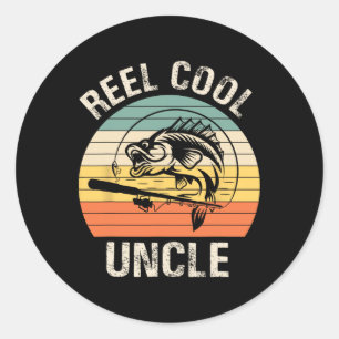 Mens Reel Cool Uncle Fishing Funny Gift For Men  Classic Round Sticker