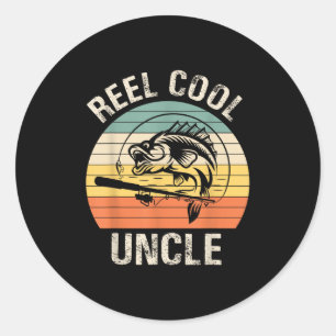 Mens Reel Cool Uncle Fishing Funny Gift For Men Classic Round Sticker