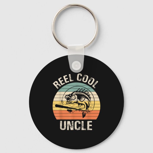 Mens Reel Cool Uncle Fishing Funny Gift For Men  Key Ring (Front)