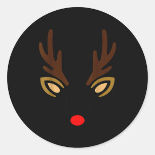 Mens Reindeer Face Gles Christmas Costume Pajama B Classic Round Sticker