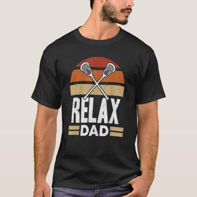 Mens Relax Dad Lax Player Father Lacrosse Stick La T-Shirt (Front)