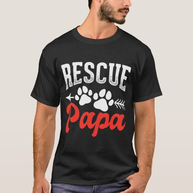 Mens Rescue Papa Dog Lover Pets Owner Dog Rescue  T-Shirt (Front)