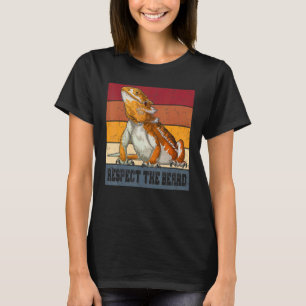 Mens Respect The Beard Reptile Lizard Bearded Dr T-Shirt