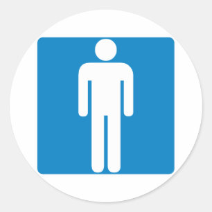 Men's Restroom Highway Sign Classic Round Sticker