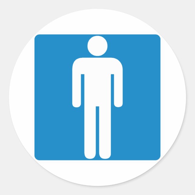 Men's Restroom Highway Sign Classic Round Sticker (Front)