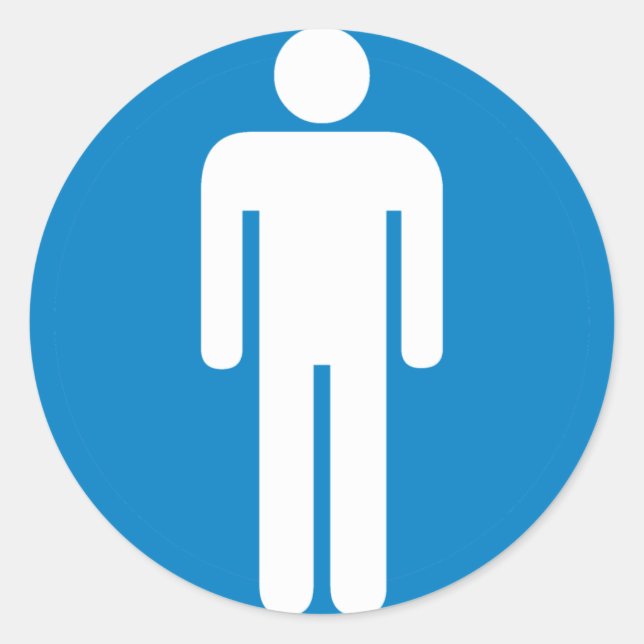 Men's Restroom Highway Sign Classic Round Sticker (Front)