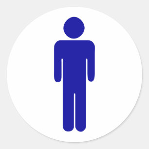 Mens Restroom or Bathroom Sign Classic Round Sticker