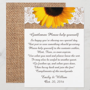 Mens Restroom Wedding Basket Sign Invitation