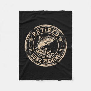 Mens retired gone fishing funny hobbyist vintage fleece blanket