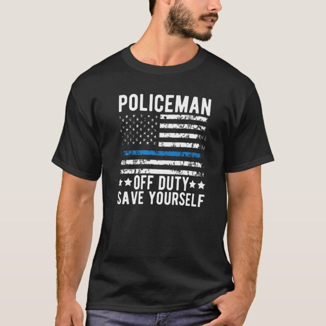 Mens Retired Police Officer Policemen Off Duty Sav T-Shirt (Front)
