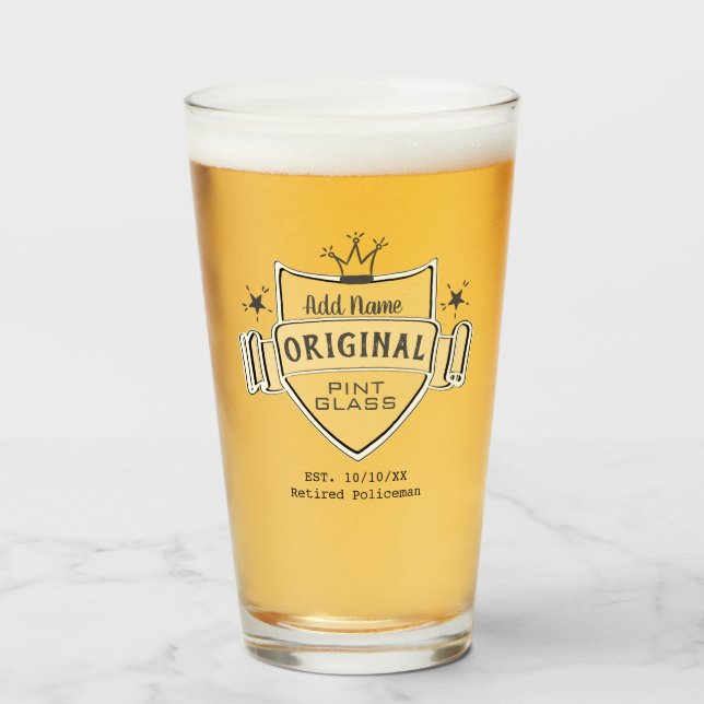 Mens RETIREMENT Personalised (ADD NAME) PINT GLASS (Front Filled)