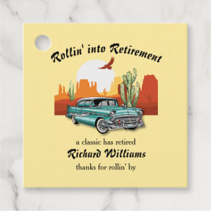 Men's Retirement Retro Classic Blue Car Desert Favour Tags