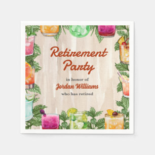 Men's Retirement Summer Backyard Cocktail Party  Napkin
