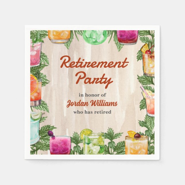 Men's Retirement Summer Backyard Cocktail Party  Napkin (Front)