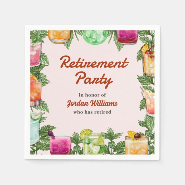 Men's Retirement Summer Backyard Cocktail Party  Napkin (Front)