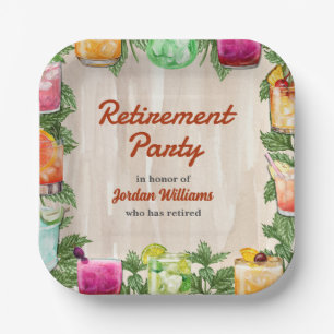 Men's Retirement Summer Backyard Cocktail Party Paper Plate
