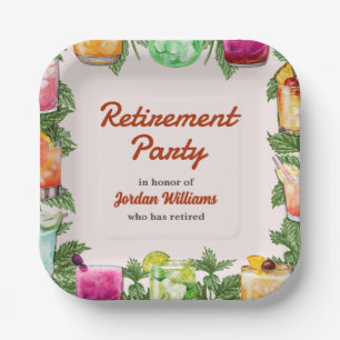 Men's Retirement Summer Backyard Cocktail Party Paper Plate