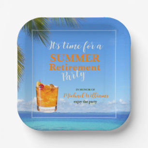 Men's Retirement Summer Ocean Cocktail Party Paper Plate