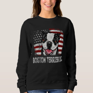 Mens Retro 4th Of July Boston Terrier Vintage Amer Sweatshirt