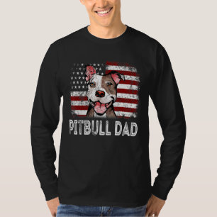 Mens Retro 4th Of July Pitbull Vintage American Fl T-Shirt