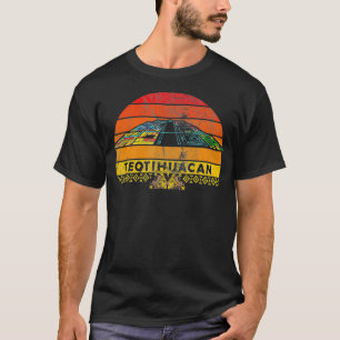 Mens Retro Aztecs Teotihuacan Pyramid of the Sol  T-Shirt