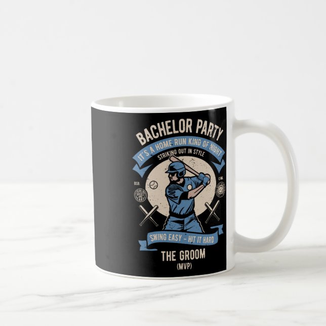 Mens Retro Bachelor Party Baseball  Coffee Mug (Right)