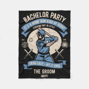 Mens Retro Bachelor Party Baseball Fleece Blanket