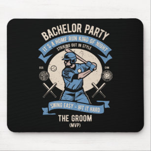 Mens Retro Bachelor Party Baseball Mouse Mat