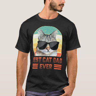 Mens Retro Best Cat Dad Ever , Cat With Sunglasse T-Shirt