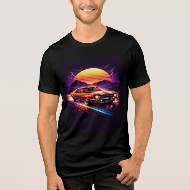 Mens Retro Car Model  Black T-Shirts (Front)