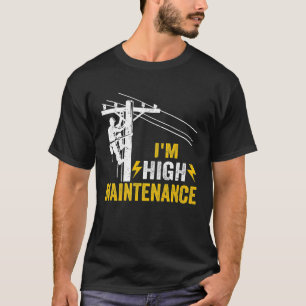 Mens Retro Electrician Lineman Journeyman I'm High T-Shirt