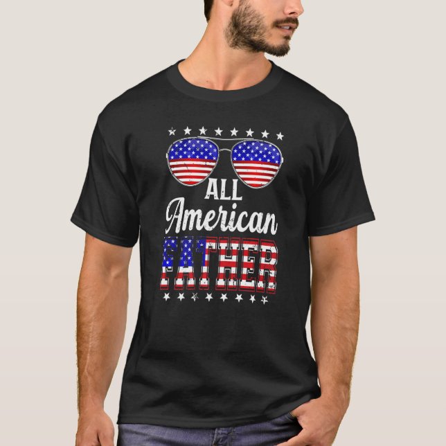 Mens Retro Father's Day All American Father Us Fla T-Shirt (Front)