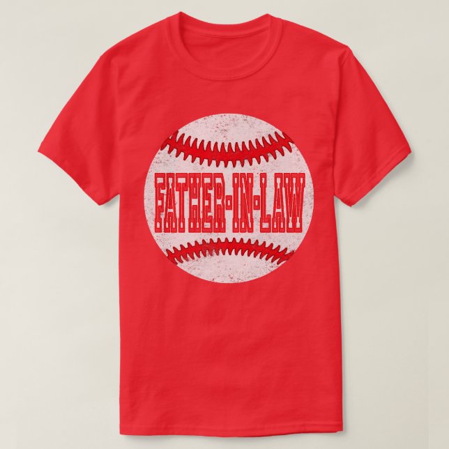 Mens Retro Father's Day Softball FatherInLaw & Bas T-Shirt (Design Front)