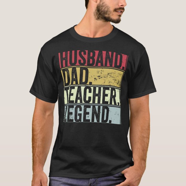 Mens Retro Husband Dad Teacher Legend   For Father T-Shirt (Front)