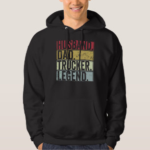 Mens Retro Husband Dad Trucker Legend For Father Hoodie