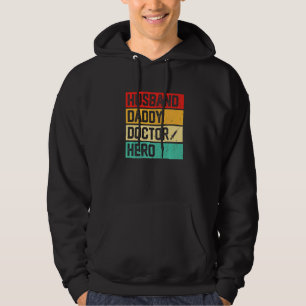 Mens Retro Husband Daddy Doctor Hero Father's Day  Hoodie