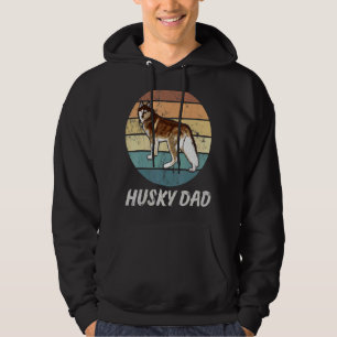 Mens Retro Husky Dad Siberian Husky Sled Dog Papa Hoodie