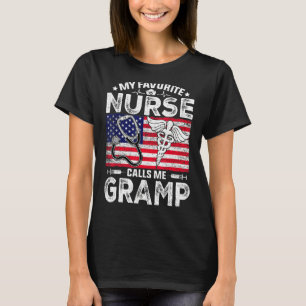Mens Retro Men My Favourite Nurse Calls Me Gramp P T-Shirt