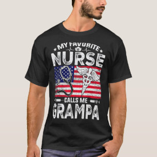 Mens Retro Men My Favourite Nurse Calls Me Grampa T-Shirt
