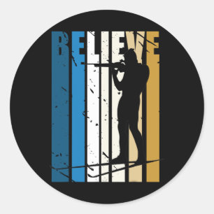 Mens Retro Mens Biathlon Target Shooting Gun Winte Classic Round Sticker