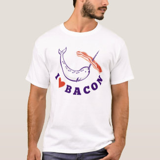 Mens Retro Narwhal Whale Bacon T-Shirt